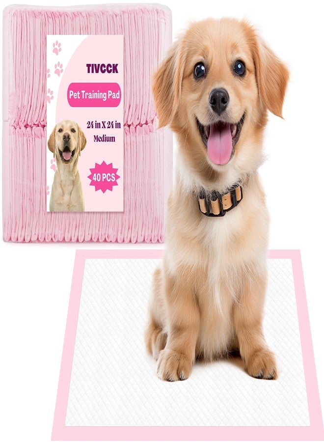 Tivcck Puppy Pads,Disposable Puppy Training Pads,Super Absorbent Leak-Proof Dog and Puppy Pet Training Pads,Pink Puppy Pads for Puppies,Dogs,Cats,Rabbits(24" X 24" - 40PCS) - Image 1
